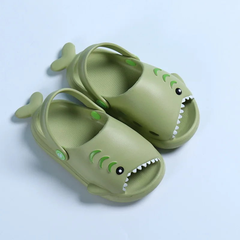 comfortable sandals child Summer Cute Fun Cartoon Shark Slippers Baby Boy Beach Shoes Soft Bottom Non-slip Shoes Girls Toddler Shoes Children Kids Sandals extra wide fit children's shoes