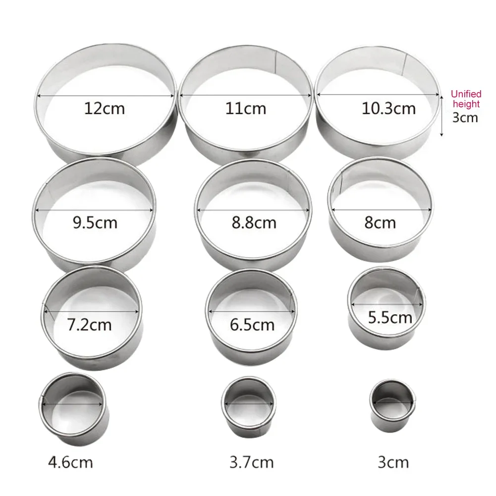 12pcs/set Fruit Cookie Cutter Mold Round Shape Box Design Mini Stainless Steel Mould Biscuit Fondant Cake DIY Decorating Tools