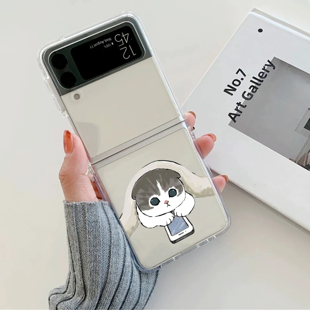 Adorable Cartoon Cat Couple Hard Transparent Phone Case
