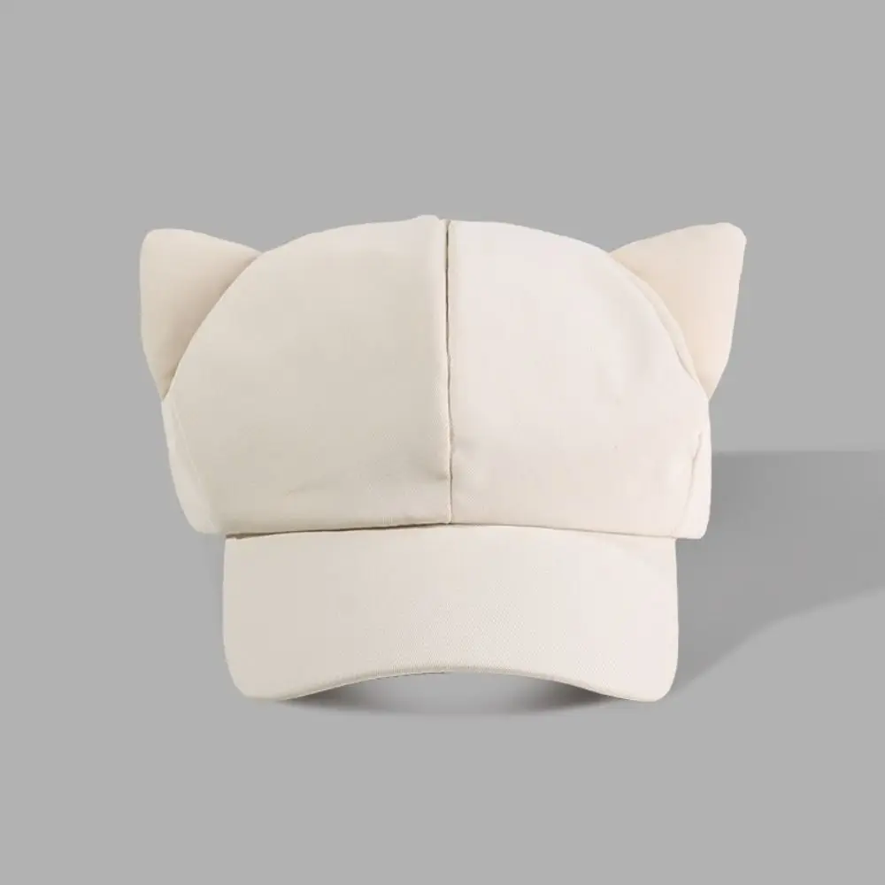 Korean Y2k Cat Ear Hat Women's Baseball Hat Outdoor Sunscreen Peaked Cap Female Lovely Casual Solid Color baseball cap,sun hat