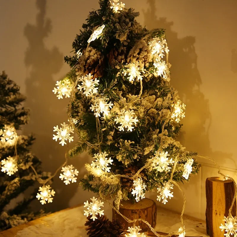 3/6/10M Snowflake Christmas Lights USB/Battery Powered Fairy Garden Garland LED String Lights Wedding Party Room Decorations
