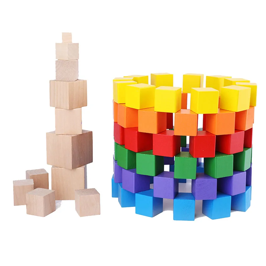 20pcs 2cm Multiple Colors Wooden Cube Building Blocks Mathematics Geometric Space Cube Teaching Aids Creativity Imagination JXB wooden math teaching toys