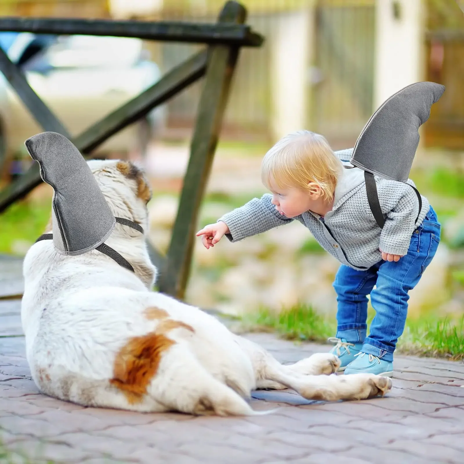 BOXOB Haifischflossen-Kostüm - Verstellbares Flossen-Accessoire Für Kinder & Erwachsene | Grau