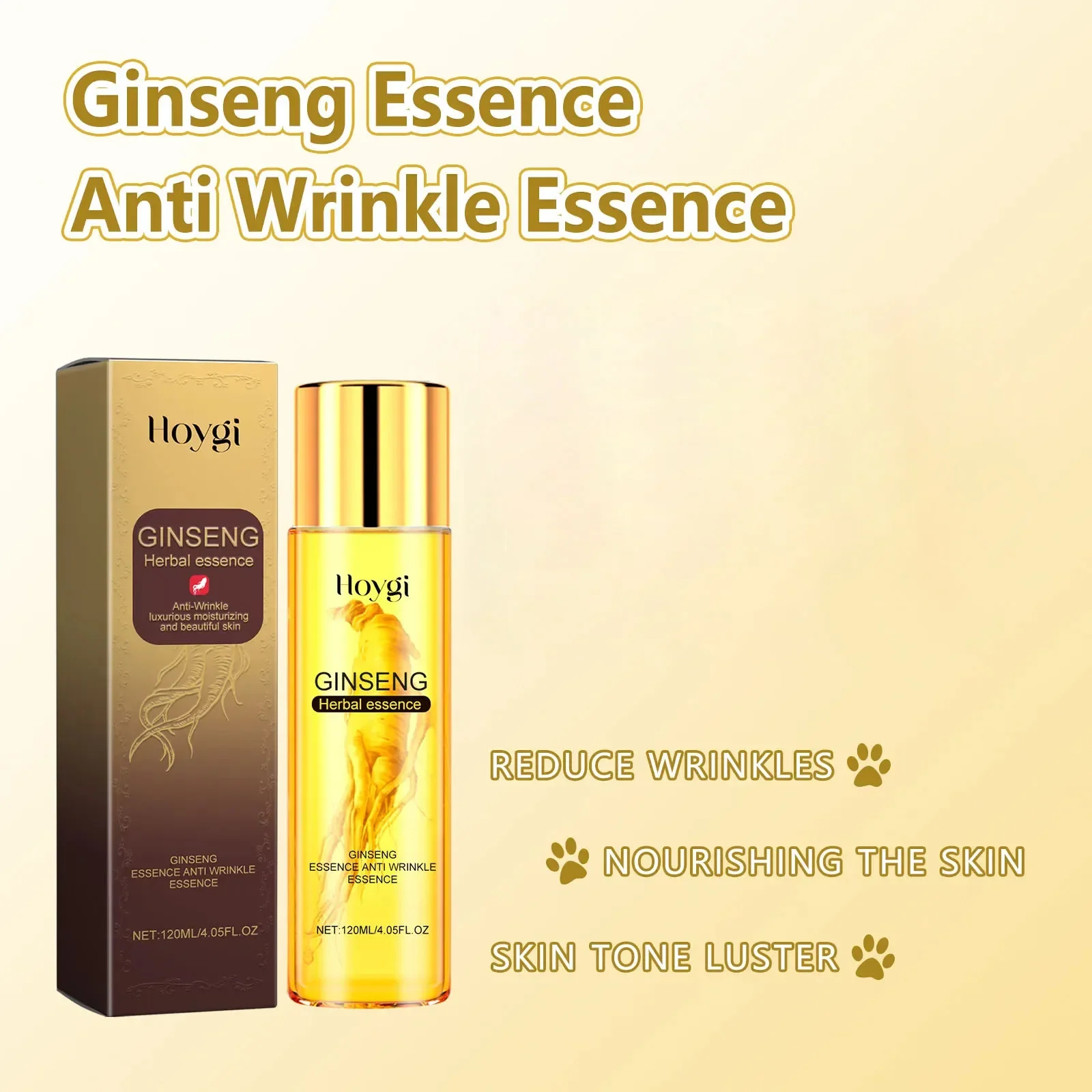 Ginseng Face Essence Fade Fine Lines Firming Smoothing Pores Hyaluronic Acid Brightening Moisturizing Niacinamide Facial Serum 5