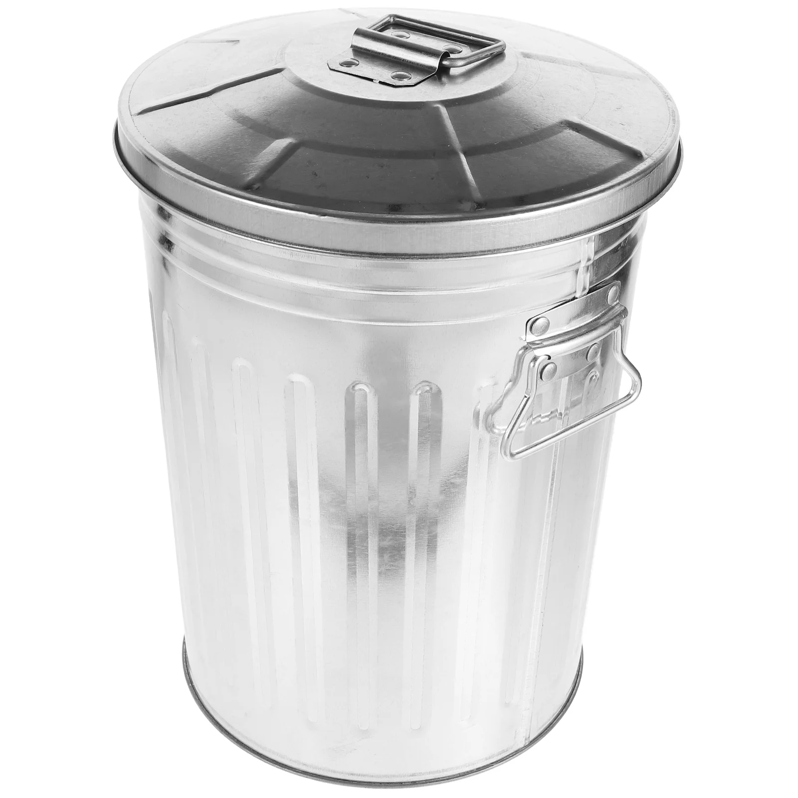 

Metal Trash Can Outdoor Dustbin Garbage Waste Basket Wastebasket Recycling Office Litterbox Automatic Iron
