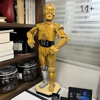 1140 pz MOC 75398 Space Wars C-3PO Droid Figura Modello di Azione Building Blocks Complementi Arredo Casa di Montaggio Giocattoli Educativi Regalo per I Bambini 1