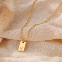 Tiny Square Initial Letter Necklaces For Women Gold Plated Stainless Steel Engraved Letter Necklace Aesthetic Birthday Jewelry - Image 4