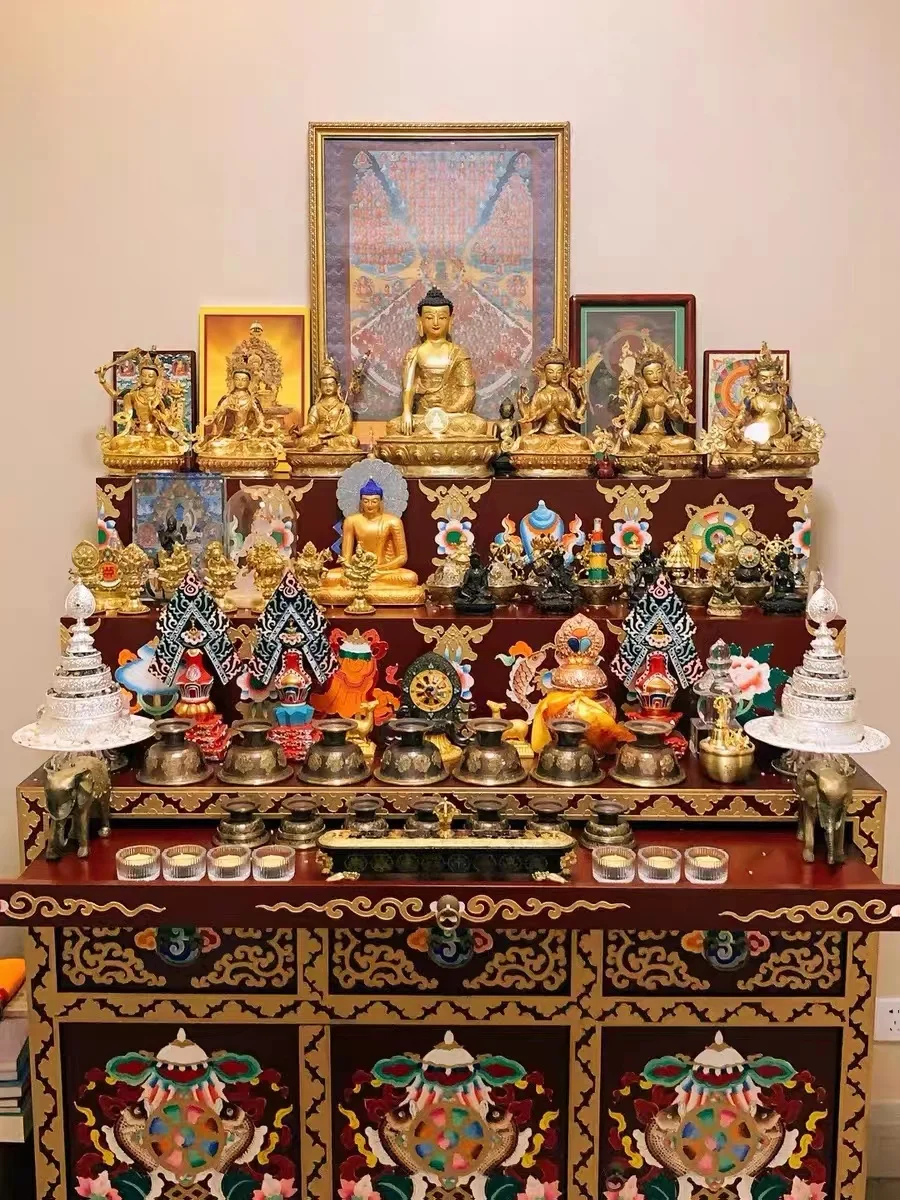 

Трехуровневый буддийский алтарь, Тантрический тибетский буддийский шкаф, буддийский буддистский алтарь, домашний алтарь
