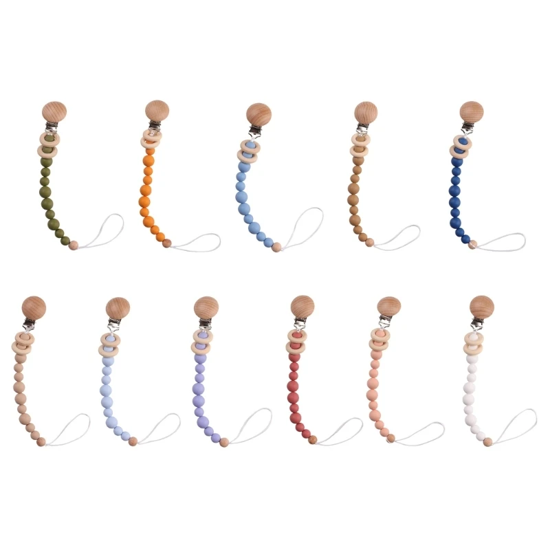 

Baby Soother Clip Anti-drop Pacifier Clip Silicone Teething Bead Nipple Holder