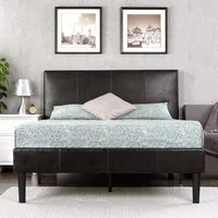 Faux Leather Upholstered Platform Bed Frame, Mattress Foundation, Wood Slat Support, No Box Spring Needed, Twin/Full/Queen/King 2