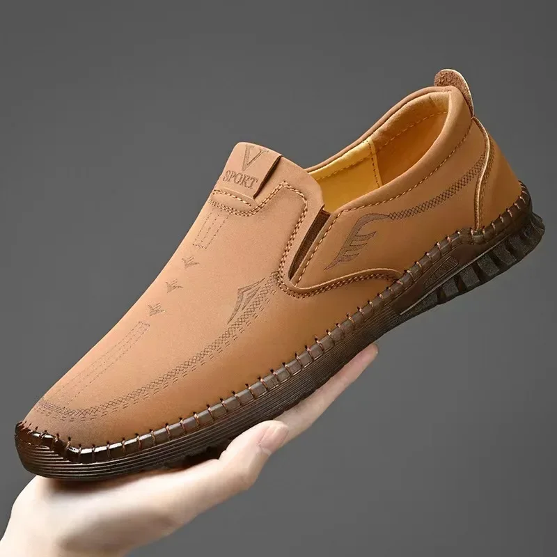 

Men Casual Leather Shoes Men Fashion Leather Genuine High Quality Loafers Luxury Brand Comfortable Men Casual Driving Shoes2024