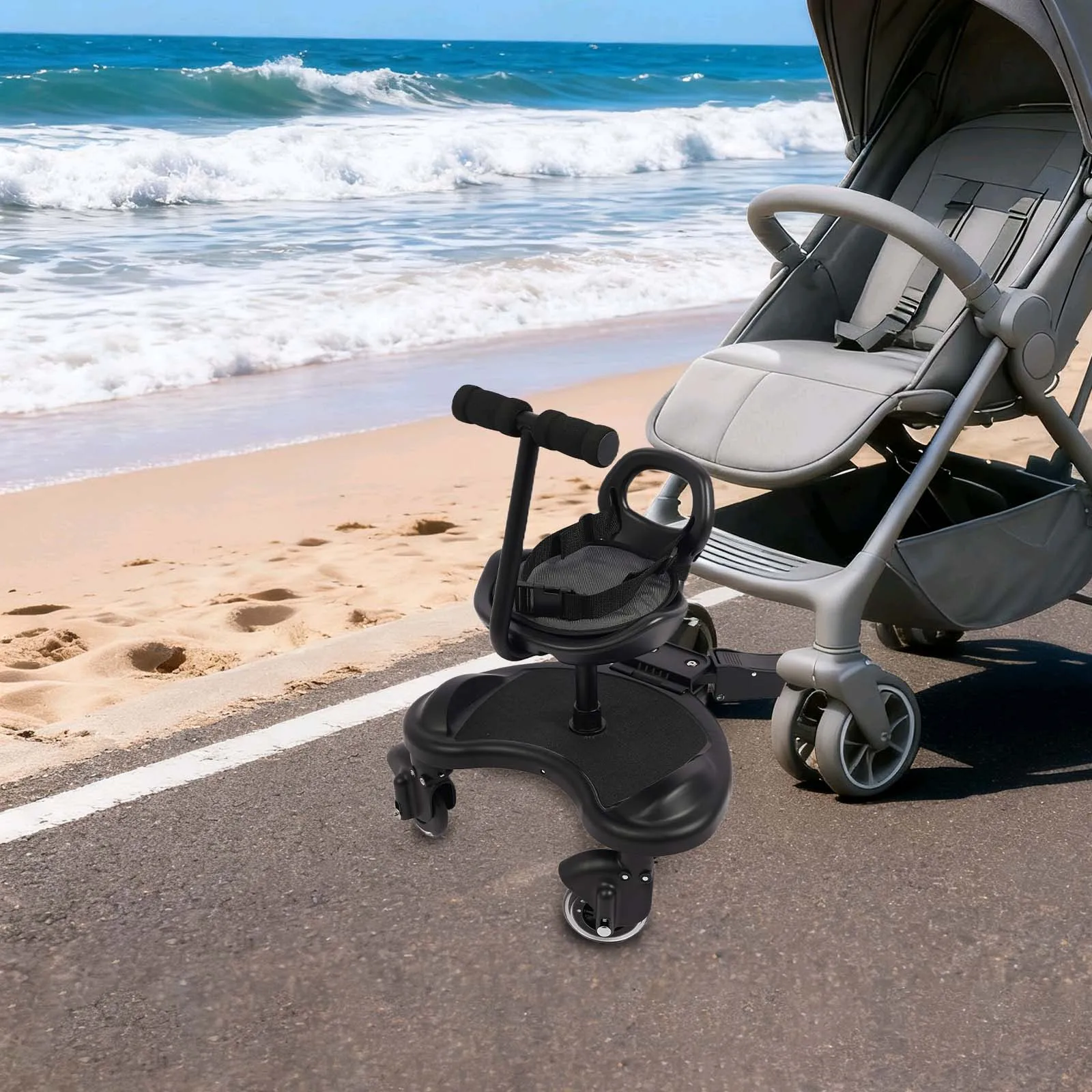 NEWEST 2in1 Sit& Stand Child Rider Stroller S54a2f74deb014d4692bc684bec7f33ea1