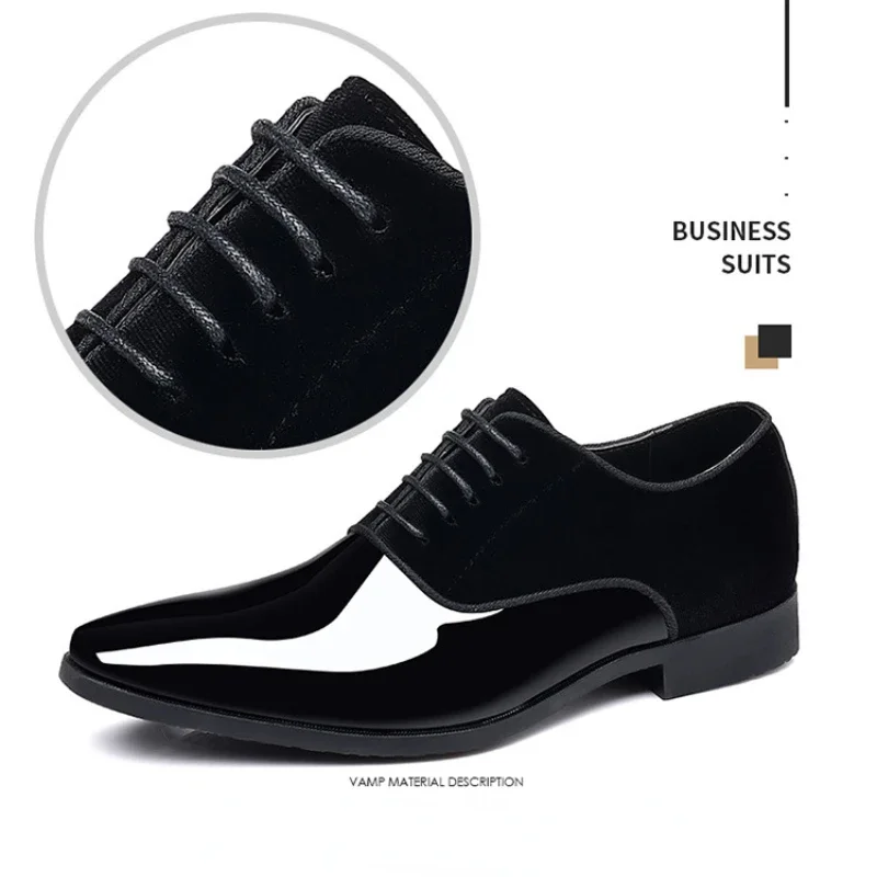 New Oxford Men's Pointed Toe Dress  Luxury Lacquer Wedding Shoes Classic Derby Shoes 2023 Leather Shoes Size 38-50