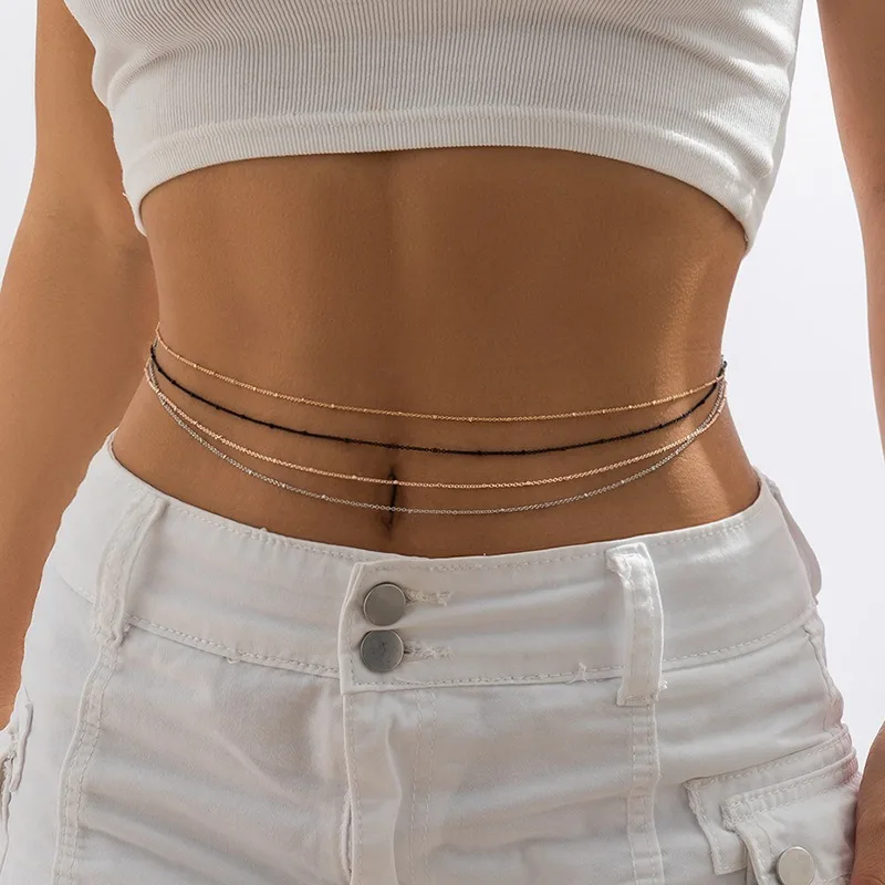 

Cross-border Jewelry Sexy Holiday Metal Thin Chain Waist Chain Simple Geometric Body Chain Waist Sell Like Hot Cakes