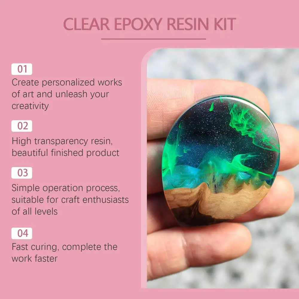 Description Picture 3 of itemEpoxy Resin Kit Crystal Clear Epoxy Resin Not Yellowing High Gloss Bubble Free Resin Supplies For Craft River Table Wood Filler