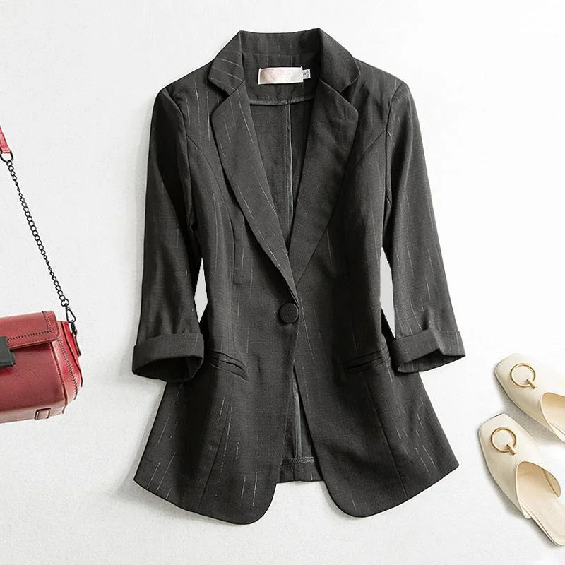 Blaze Da Donna New Pink Black Plaid Donna Manica Corta Single Button Slim Business Wear Suit Jacket Coat Outwear