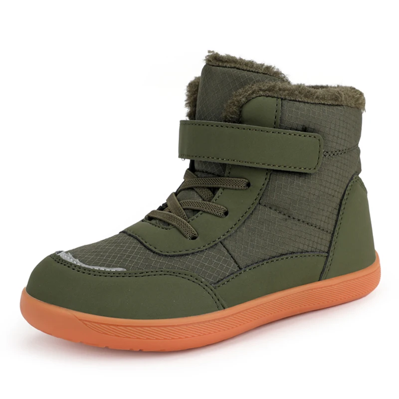 Children Wide Toe Barefoot Snow Boots Boys Girls Minimalist Warm Sneakers for Toddlers/Mid/Old Children Winter
