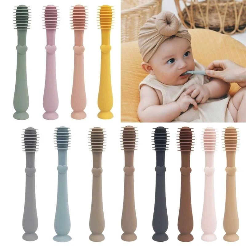 Baby Manual Toothbrush Silicone Children Teeth Clean Massage Soft Cleaning Brush Dental Care for 0-2 Year Kid