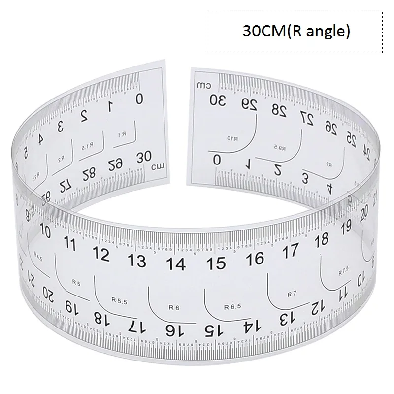 Film Ruler 10/30/60/100/150cm Transparent Soft 30CM(R Angle) Straightedge Scale