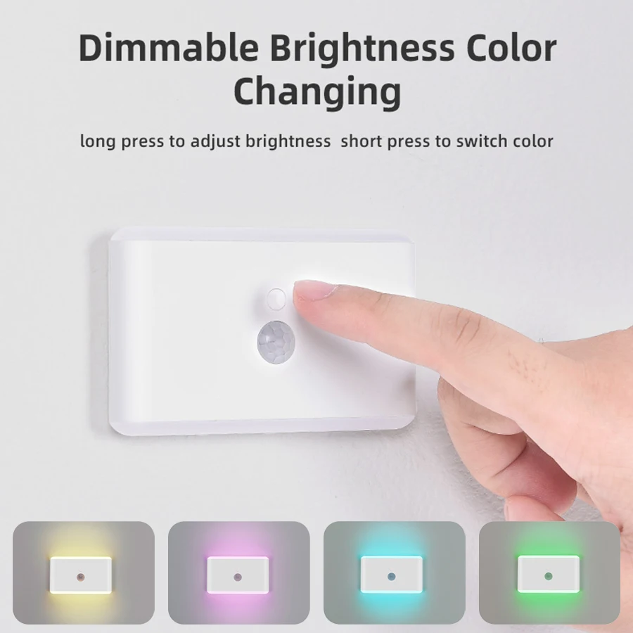 Wireless Rechargeable Wall Lamp RGB Led Night Light with Motion Sensor Human Body Detector for Kitchen Cabinet Hallway Staircase