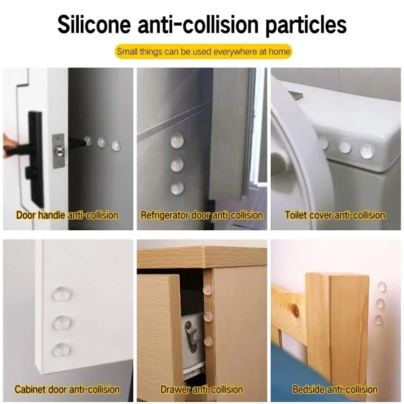 Transparent Round Self Adhesive Silicone Door Stoppers Home Anti-Collisions Wall Furniture Protectors