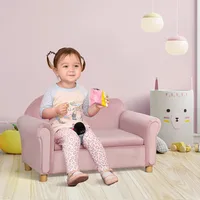 Ergonomic Foam Kids Sofa with Inner Toy Storage Chest, Velvet Kids Couch with Soft Arms, Children's Lounge Furniture, Pink 1