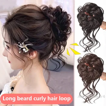 Chignon riccio sintetico Chignon con artiglio disordinato Clip Elastici per capelli Scrunchies Posticci Ciambella Updo Pezzi di capelli per le donne