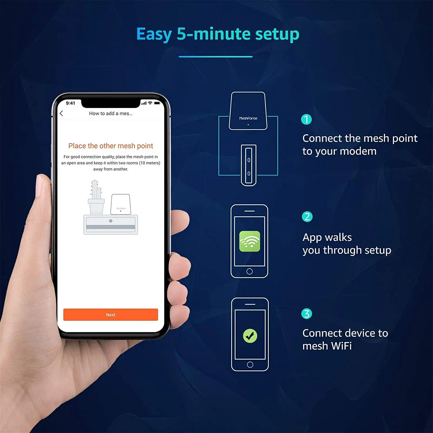 1200M Mesh WiFi System Meshforce M3s Up to 8000 sq.ft. Whole Home Coverage Gigabit Wi-Fi Router for Wireless Internet Networking portable wifi signal booster