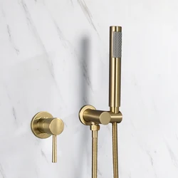 Brass Round Handheld Shower Head Chrome Gold Black Grey Shower Set Adjustable Wall Holder Handheld Water Saving Bath Shower Kit