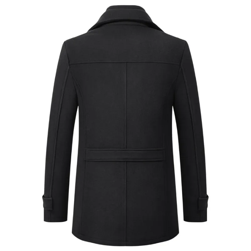 New Winter Fashion Men Slim Fit Wool Trench Coats Middle Long Jacket Suit Male Double Collar Zipper Solid Mens Long Woolen Coats
