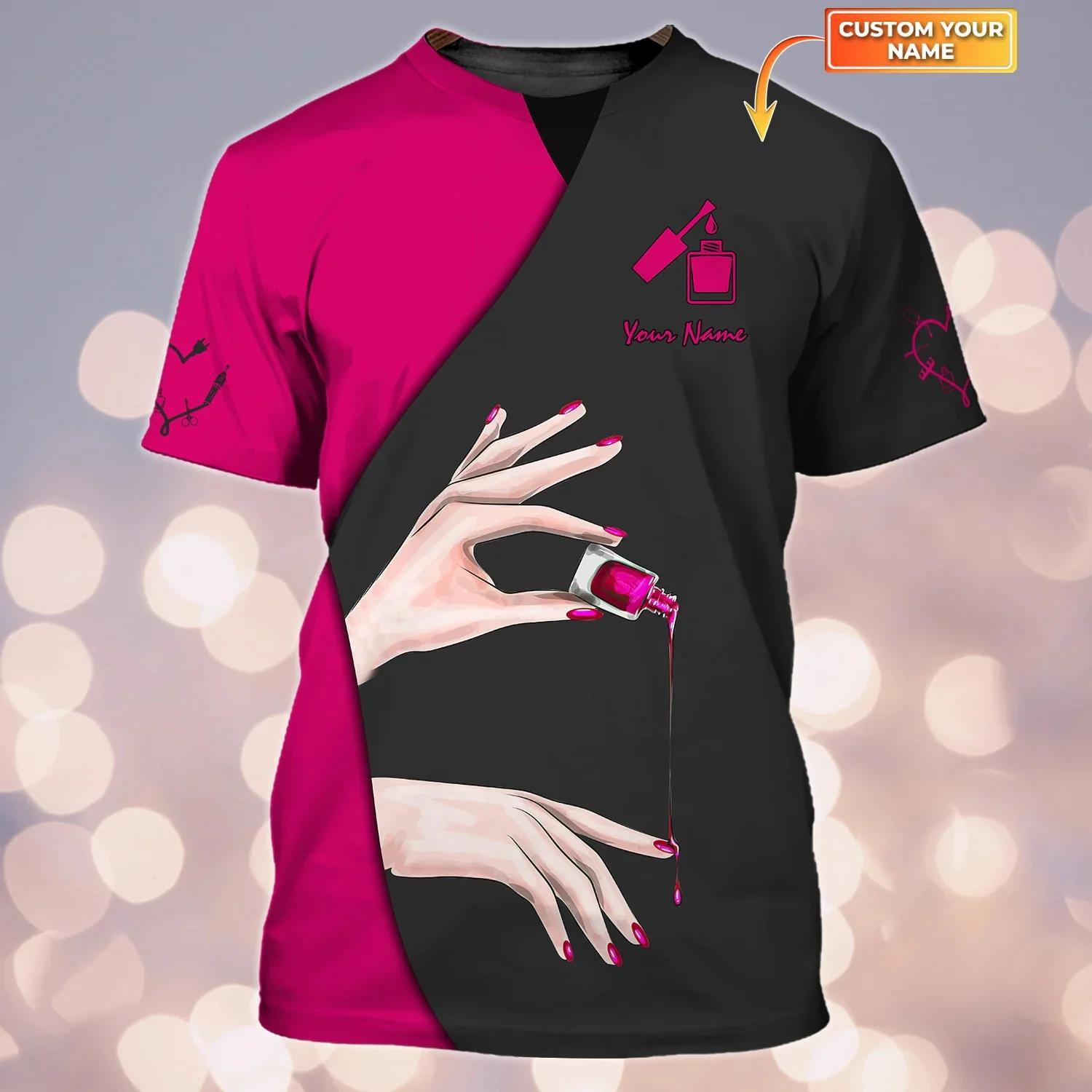 Nail Artist Personalisiertes T-Shirt Manikürist Geschenk Nagelmuster 3D-gedrucktes Sommer-Unisex-Freizeit-T-Shirt [Nicht Arbeitskleidung] DW165 – Detail 14