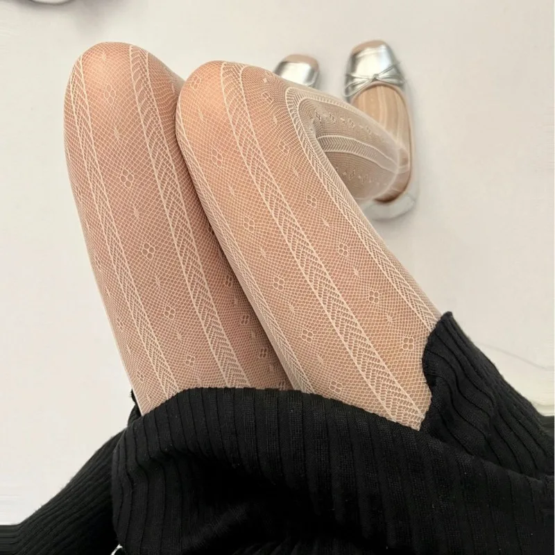 Spring Summer Floret Mesh Stockings Lolita Cosplay Thin Tights Women Sexy Silk Socks Maid Girl Tuiwa
