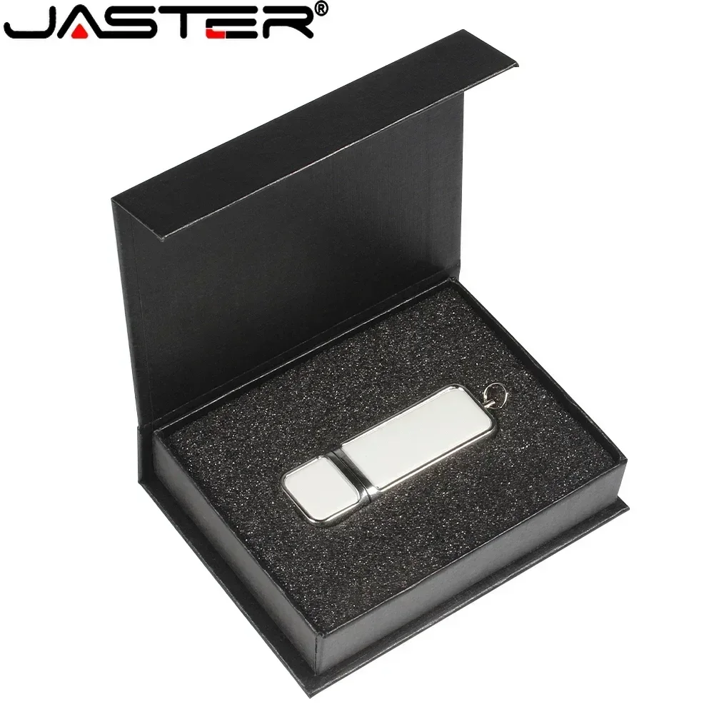 Jaster-high Velocidade Usb 2.0 Pen Drive de Couro Branco com Logotipo Personalizado Gratuito Memory Stick com Caixa Presente Comercial 128gb 10 Unidades por Lote - Imagem 4