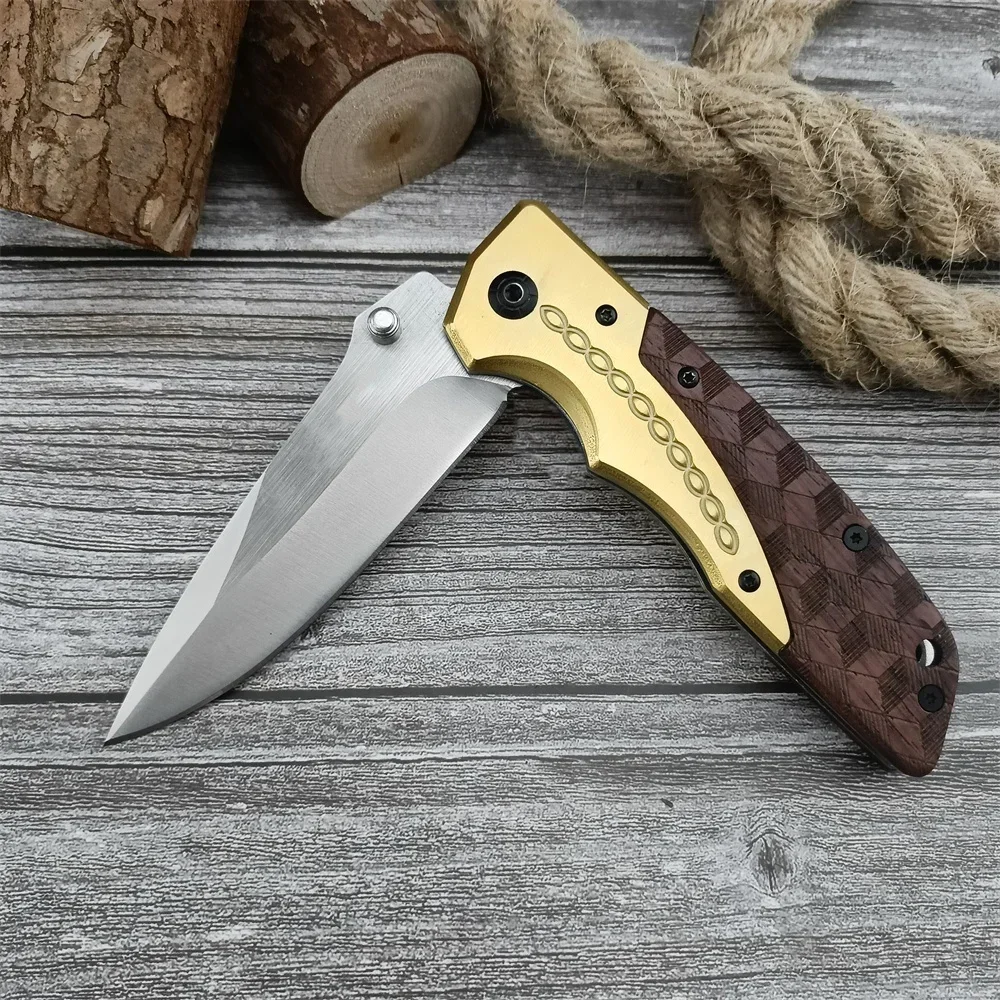 Brass & Wood Folding Pocket Knife 1