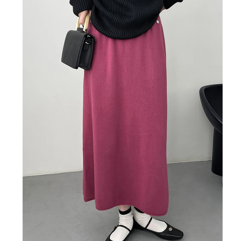 

Женская трикотажная юбка с завышенной талией, серая Повседневная трапециевидная юбка для осени, 2023