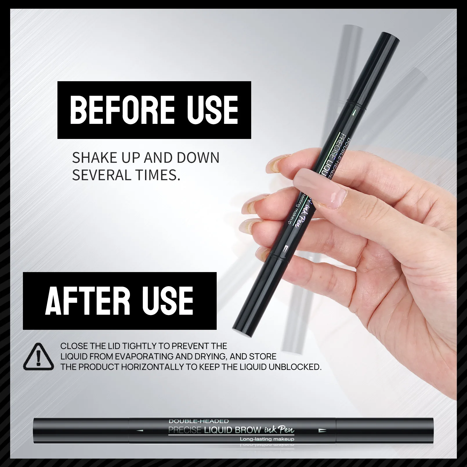 Hellokiss binary eyebrow pencil, waterproof and sweat-proof wild eyebrow double-headed 2in1 eyebrow pencil liquid 4