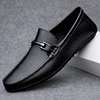 Men Casual Genuine Leather Shoes Spring Summer Men Flat Walking Loafers Black Brown Man Luxury Slip on Boat Business Shoes 38-46 2