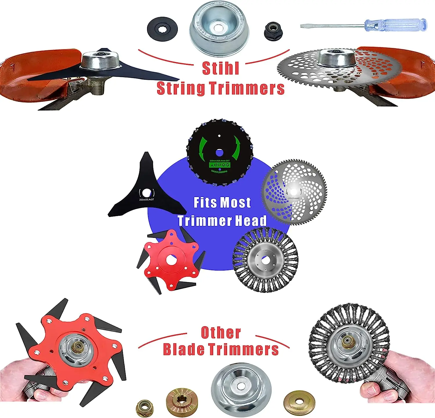 Grass Trimmer Head Adapter Attachment Nut Fixing Kit 4x Trimmer Head Lawnmower Blade for Stihl Brush Cutter Garden Tool grass trimmer head,lawn mower trimmer blade,grass trimmer,grass trimmer blade,mower accessories,brush cutter accessories