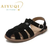 AIYUQI Flat-soled Retro Genuine Leather Hollow Baotou Sandals Women's 2026 New Hollow Pig Cage Women's Sandals - Image 4