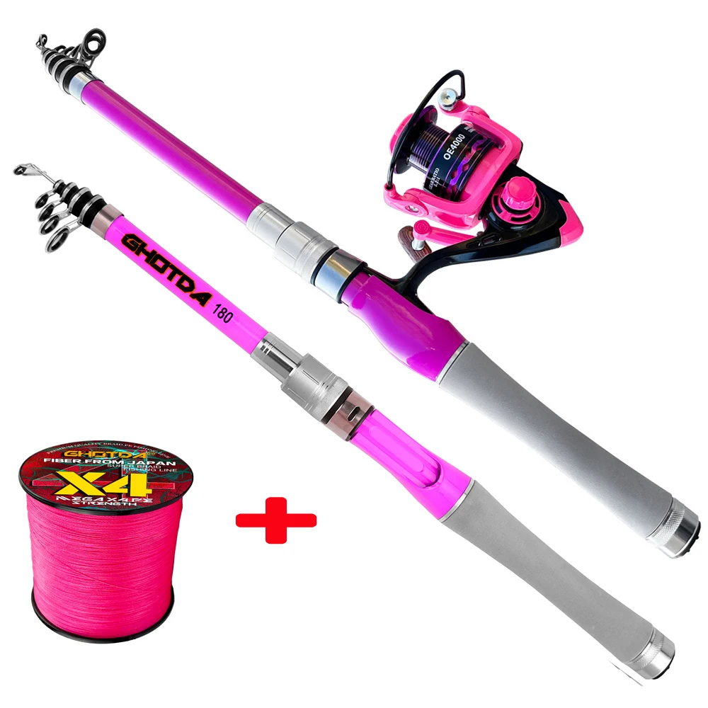 Tragbare Teleskop-Angelrute Combo 1,5–2,4 m Angelrute und 2000 3000 4000 Spinnrolle Angelschnur-Kit für Süßwasser Pesca