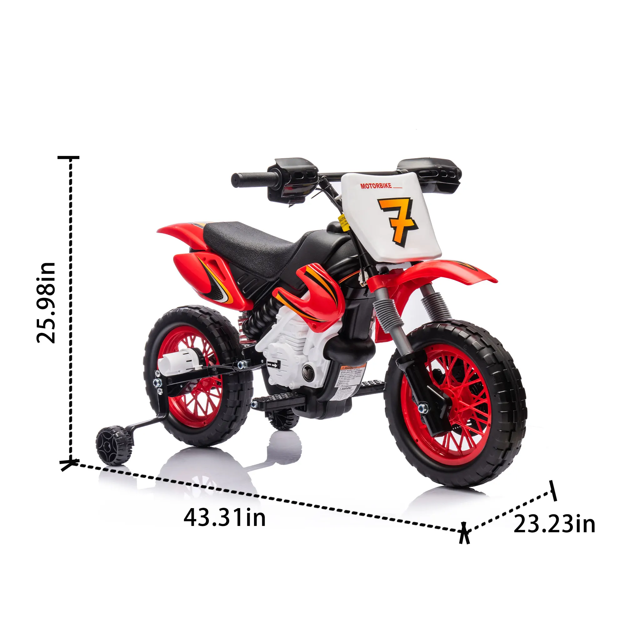 12v Kid Ride On Electric Toy Motorcycle,Rear Suspension,Twist Grip Throttle,Slow Start,Removable Training Wheels,Indie Music Box