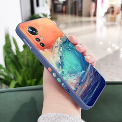 Magic Waves Liquid Silicone Phone Case - Vibrant Protective Cover for Mi 11 Ultra (Light Blue 1)