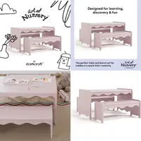 Indoor Kids Table and Bench Set in Blush – GREENGUARD Gold Certified, Premium Toddler Furniture, Durable and Easy-to-Clean Surfa