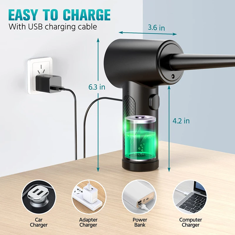 Compressed Air Duster Computer Laptop Keyboard Car Camera Cleaning 51000 RPM USB Charging Portable Wireless Air Blower