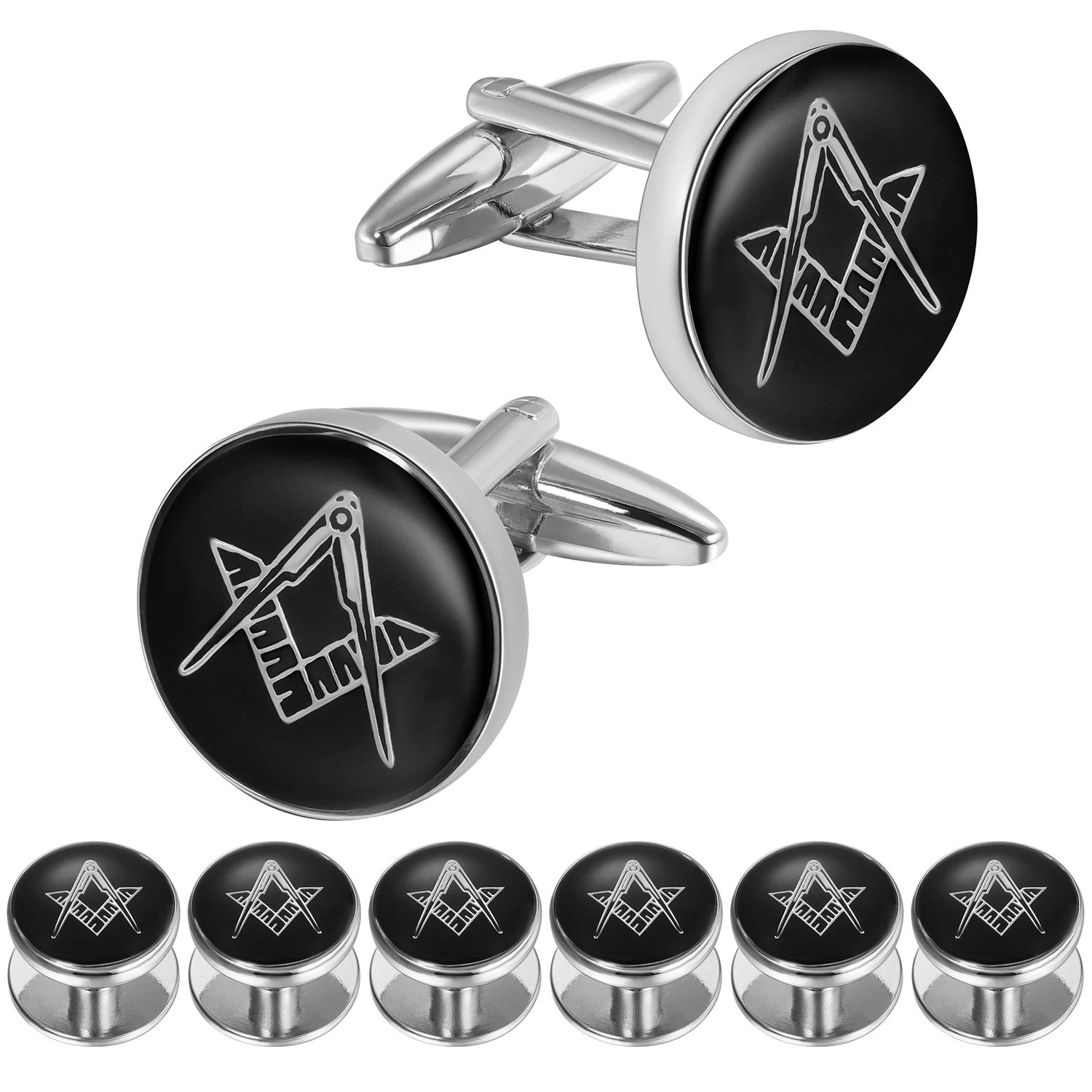Freemason Masonic Cufflinks and Tuxedo Studs Set for Men, Gift Box Packed, Mens Jewelry or Accessories, Masonic Gifts for Men.