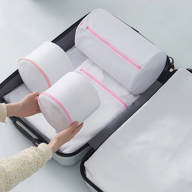 Laundry Bag 7Pcs Pink Zipper Fine Mesh Clothes Protection Washing Machine Dirty Clothes Storage Set