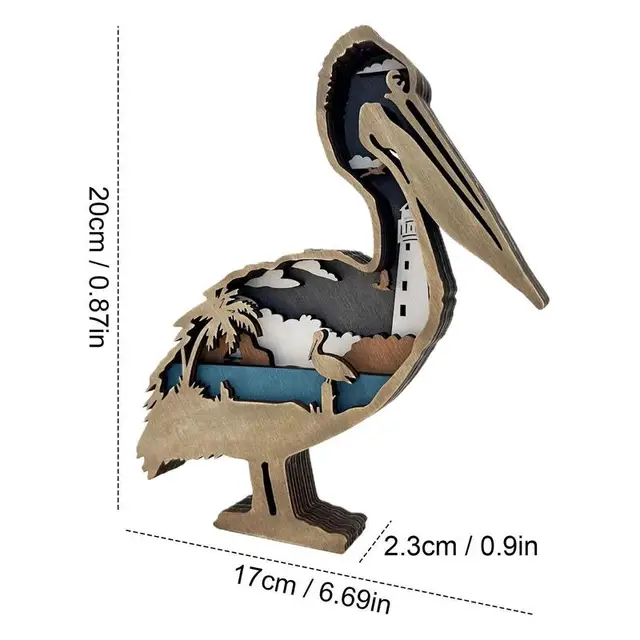 Kreatív 3D Pelicans Szobor Szobra Gyanta Üreges Díszek Ajándék Kézműves Belső Udvari Művészeti Otthoni Dekorációk - Image 6