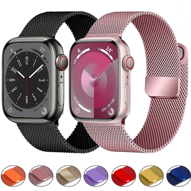 

Milanese Band for Apple Watch Ultra2 49mm 9 8 7 45mm 41mm 6 5 4 SE 44mm 40mm Metal Magnetic Double Section IWatch 3 42mm 38mm