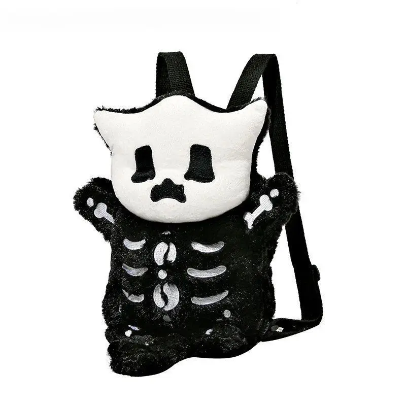 High quality Halloween skull plush backpack for women, cute and fun backpack, fashionable travel backpack, cool birthday gift