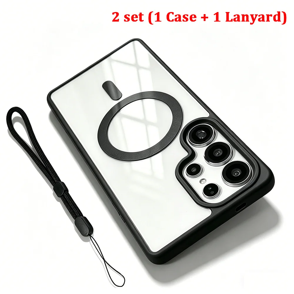 Sleek Transparent Acrylic Magnetic Phone Case with Hand Rope Cover